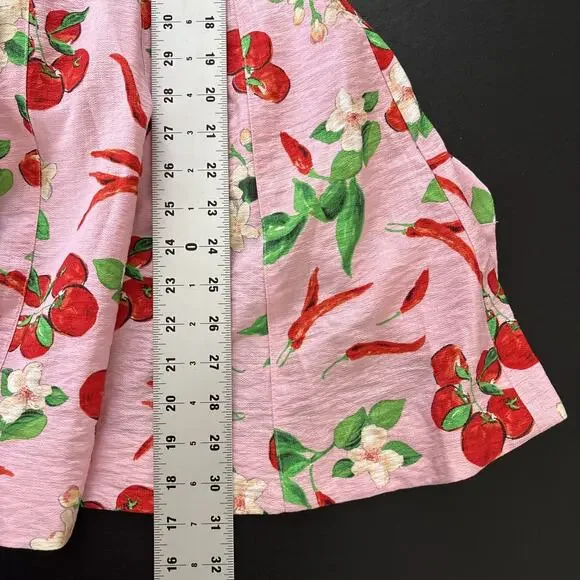 Zara Womens XS Cherry Print Sleeveless A-Line Mini Dress Tie Straps Straight Nec - Picture 9 of 9